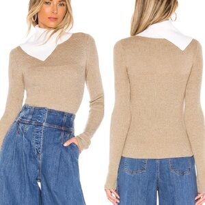 See by‎ Chloe Folder Turtleneck Sweater Beige White Womens Medium 100% Wool Knit
